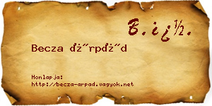 Becza Árpád névjegykártya